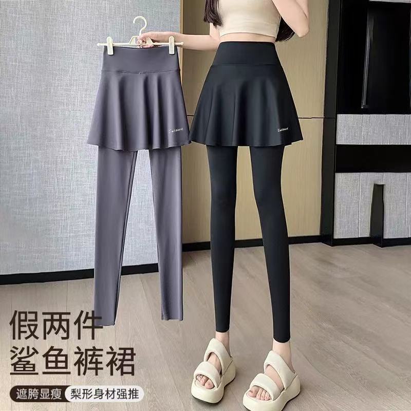女童假两件裤裙冬季打底裤裙裤加绒中大童鲨鱼裤瑜伽练功舞蹈裙裤