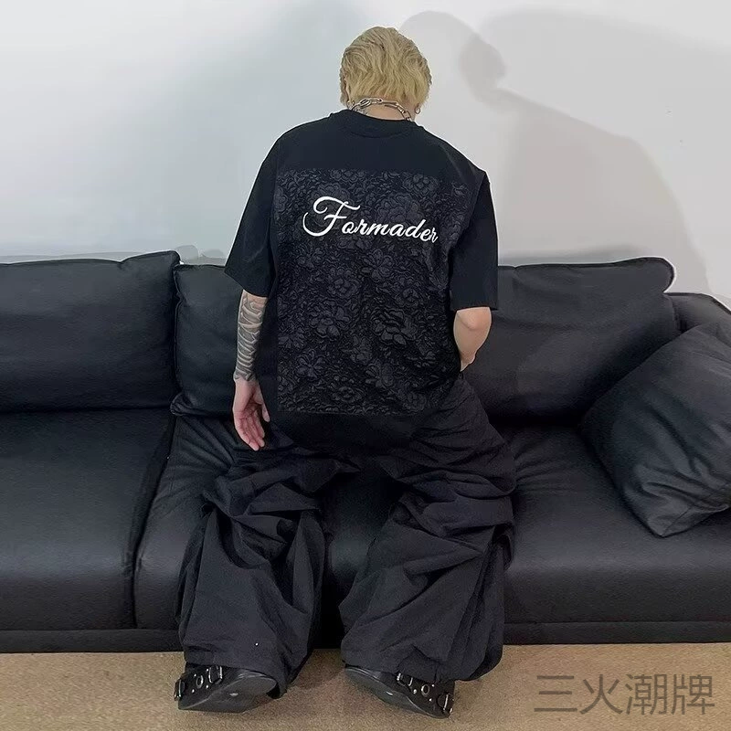 Мужская футболка с короткими рукавами, новинка 2025 года, модный дизайн с буквенным принтом, нишевая одежда для пар, топы с половиной рукавов на лето