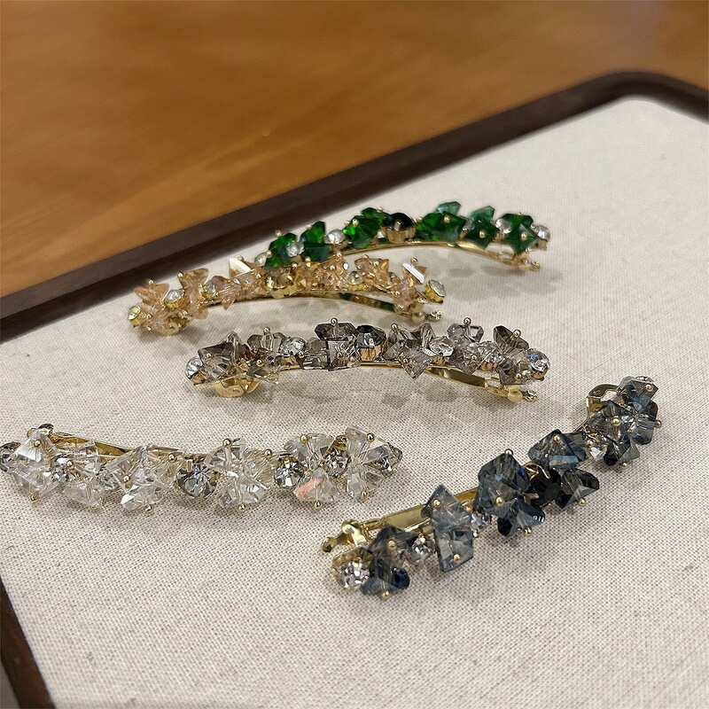 Sweet Side Clip Hand-made Diamond Cross Clip Hair Clip One-character Clip Spring Clip All-match Adult Crystal Headwear South Korea Women