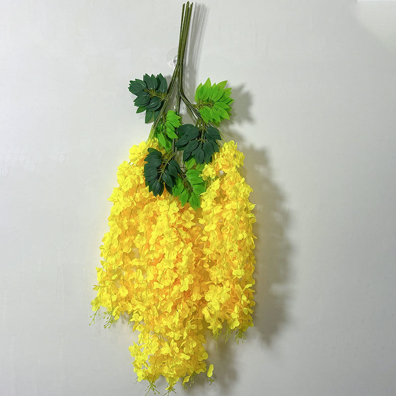 Explosiones transfronterizas simulación de flores de wisteria encriptada decoración de bodas colgantes flores de frijoles falsas flores de viña pasarela colgantes flores de wisteria