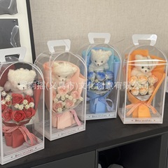 石鹸の花の花束pvc箱のバレンタインデーのプレゼントの教師の日のプレゼントの卒業の季節の熊の漫画の公仔のプレゼントの花