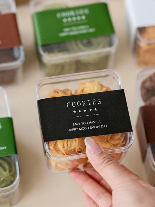 Caja de embalaje de galletas, caja de plástico transparente, arándano horneado, flocos de nieve, frasco pequeño