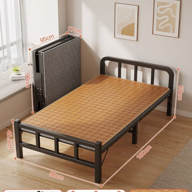 Cama plegable Cama simple para el hogar individual Cama supletoria Cama pequeña para el almuerzo de 1,2 m Cama de hierro dura para adultos