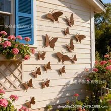 跨境新款15只金属蝴蝶墙贴客厅卧室儿童房背景墙上装饰金属蝴蝶贴