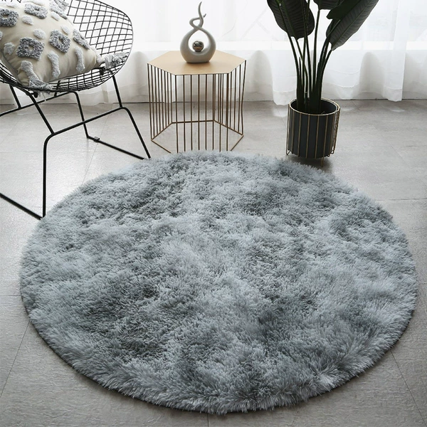 Light gray dyeing round carpet