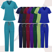 V领洗手衣短袖美容院牙科医生护士手术工作隔离洗手衣服批发