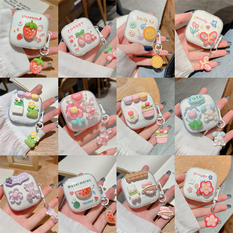 Three-dimensional Tulip Rabbit Hanging Ornaments for Samsung Live2 Red Rice BUDS6 Earphone Case 5pro/4 Xiaomi Air3SE