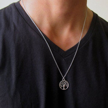 欧美跨境新款 复古生命树吊坠项链 女士个性和平树项链毛衣链短款