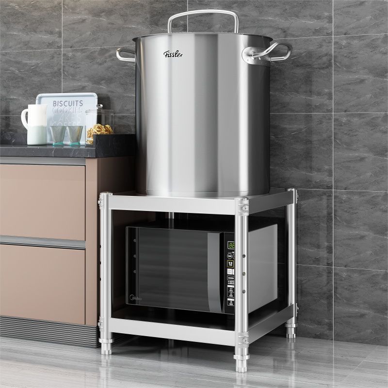 50-Inch High Two-Tier Stainless Steel Storage Rack for Hotel Insulation Bucket Rack, Soup Bucket Rack, Disinfection Cabinet Elevated Shelf, New Model