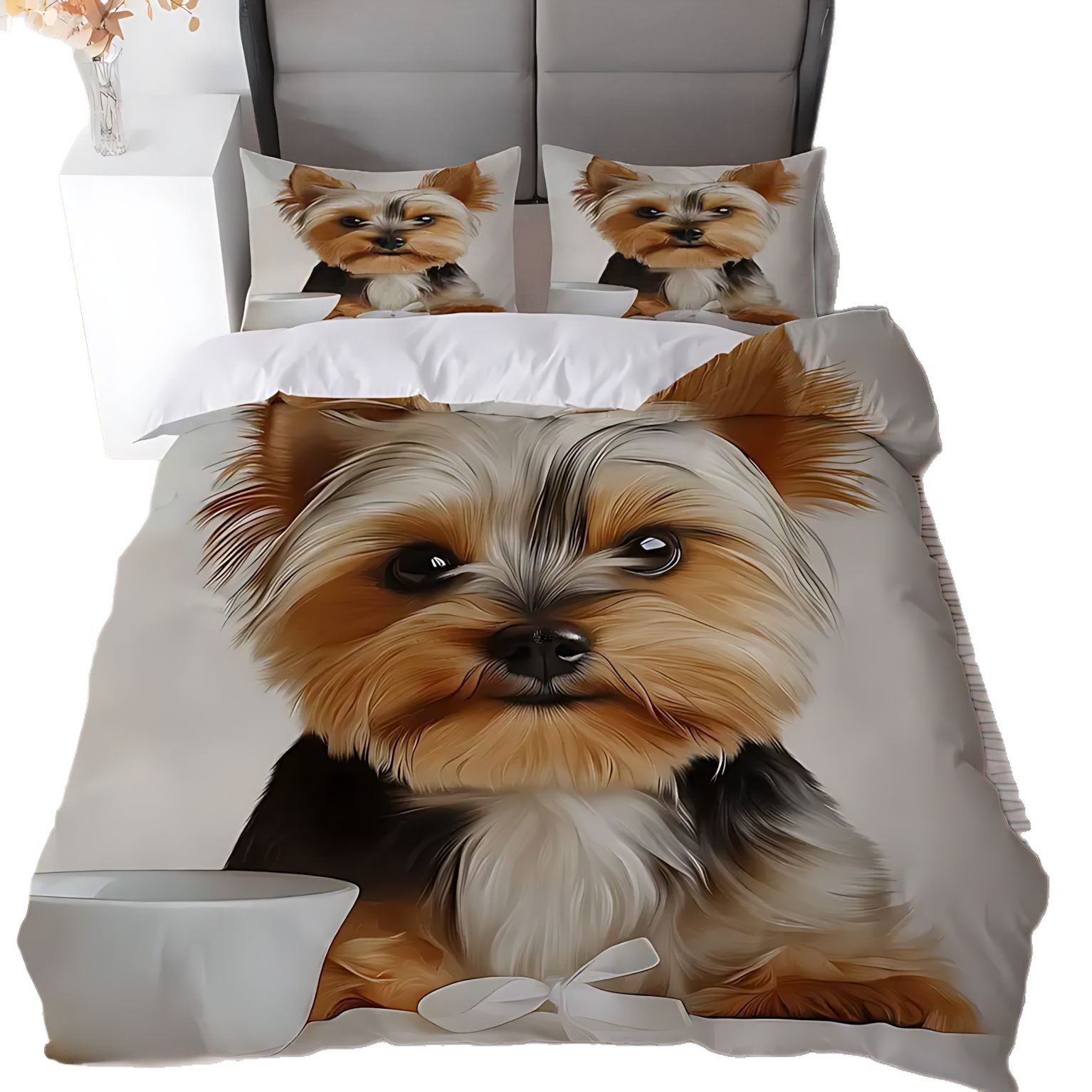 TEMU / JIT Amazon Cross-Border Cute Dog Pattern HD Digital Edredon Kit de ropa de cama