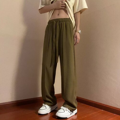 2025 Spring Oversize Straight Leg Pants Pure Black Neapolitan Men's Relaxed Waist Leisure Suit Pants