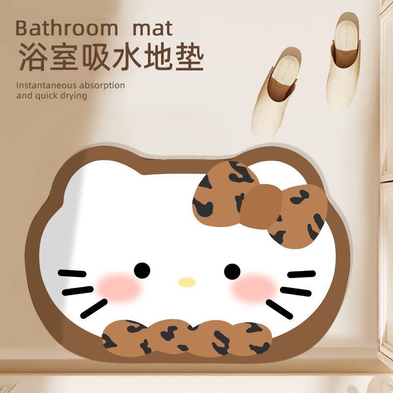 Hellokitty Cute Soft Diatom Mud Bathroom Floor Mat Absorbent Non-Slip Bathroom Carpet Absorbent Mat Foot Mat