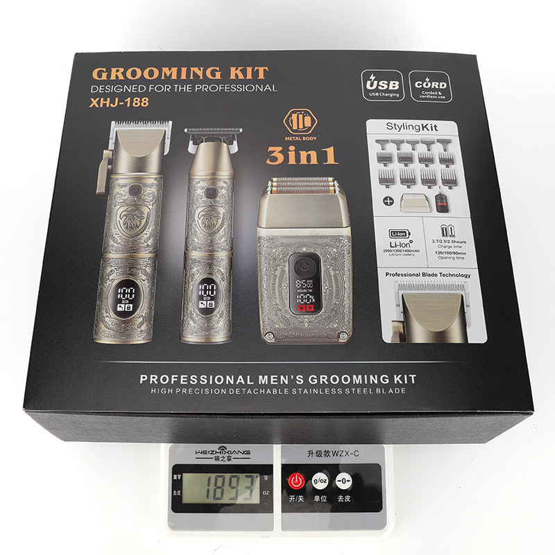 Cortador de pelo para niños LCD conjunto cortador de pelo eléctrico para hombres cabeza de aceite tallado cortador de pelo eléctrico empujador cortador de pelo eléctrico