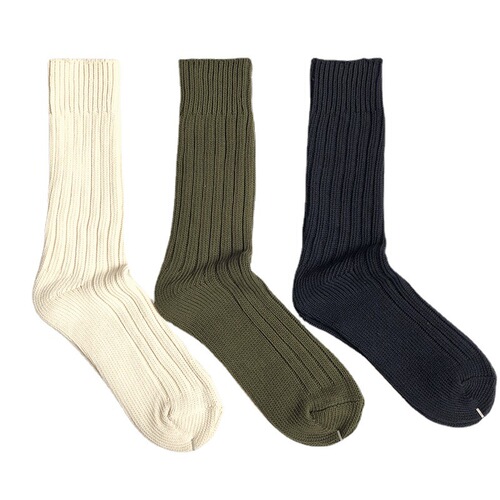 Couple style, original color striped long thick thread cotton socks, trendy Hong Kong style thick needle versatile thick workwear men's socks for all seasons