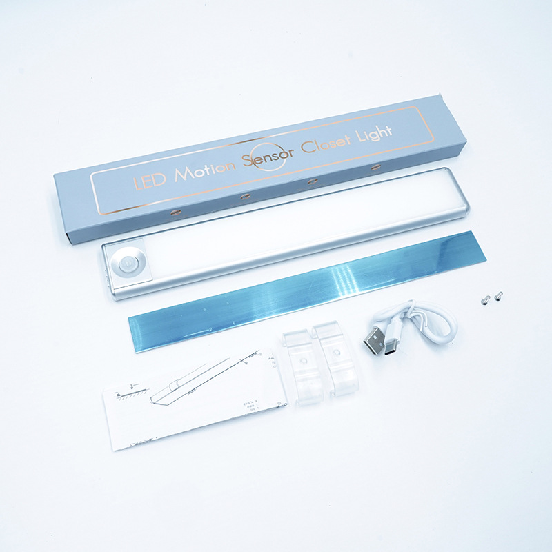 Luz de noche LED luz de inducción del cuerpo humano habitación larga en el hogar carga USB gabinete de vino de succión magnética armario armario luz de pasillo