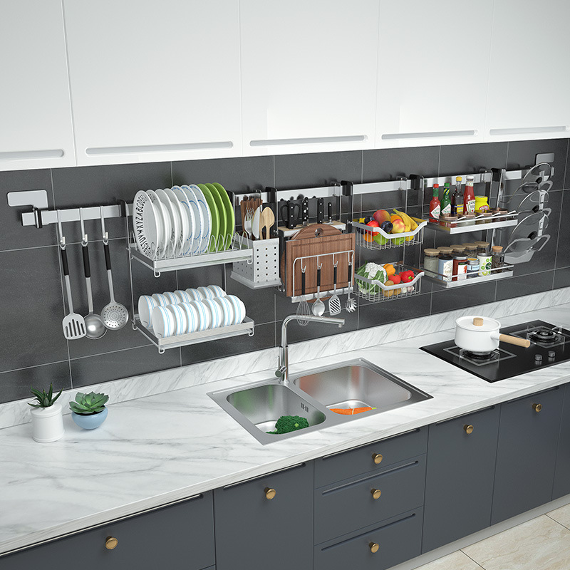 2F304不鏽鋼廚房窗戶置物架窗口壁掛式窗台碗架掛鈎掛杆橫跨架管