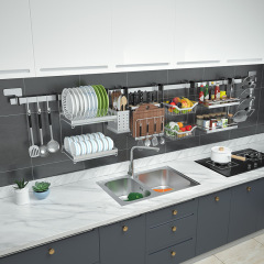 2F304不鏽鋼廚房窗戶置物架窗口壁掛式窗台碗架掛鈎掛杆橫跨架管