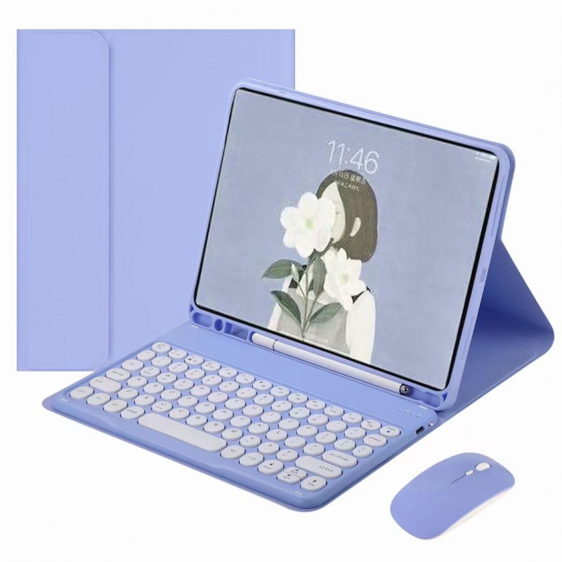 適用三星S9U觸控藍牙鍵盤筆槽皮套A8圓鍵帽2022 S6l