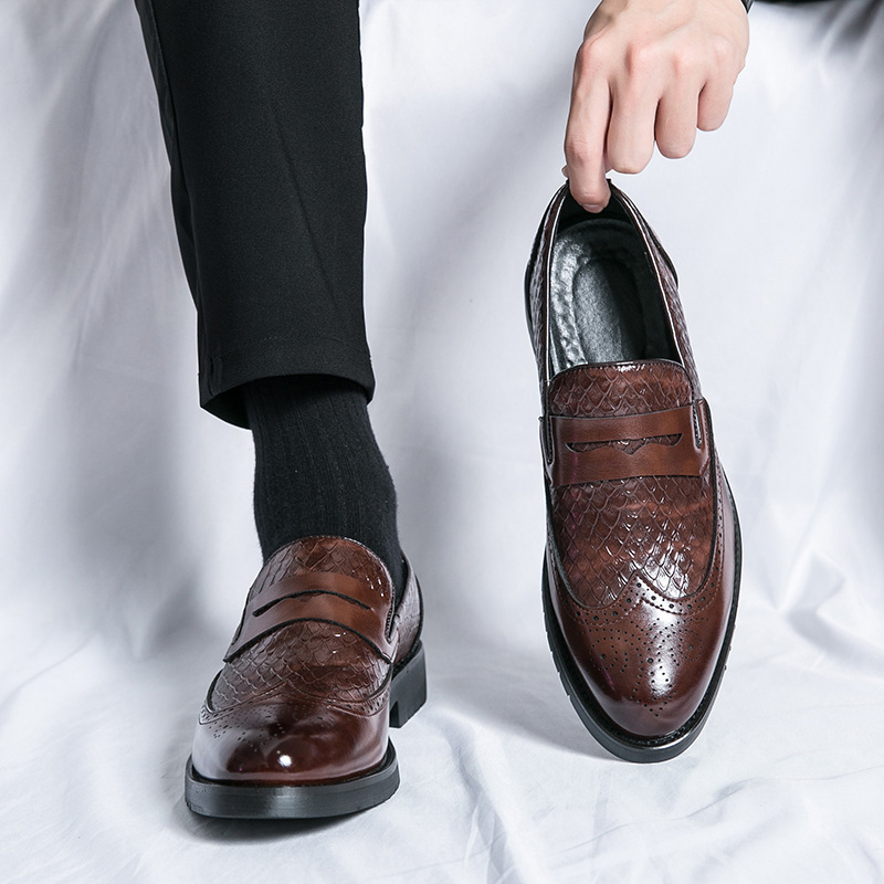 Transfronterizos de tamaño grande sonrisa de 48 yardas zapatos de cuero para hombres zapatos de tejido de negocios zapatos de boda zapatos de cuero Lefour image 2