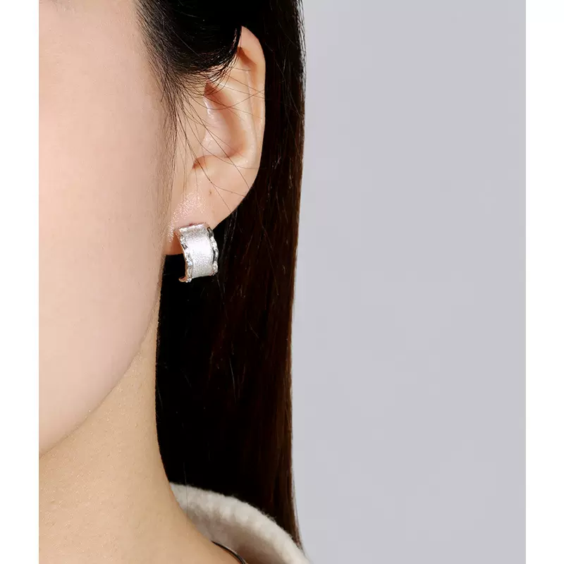 耳钉925纯银磨砂肌理感耳扣轻奢小众ins耳饰批发女高级感饰品批发