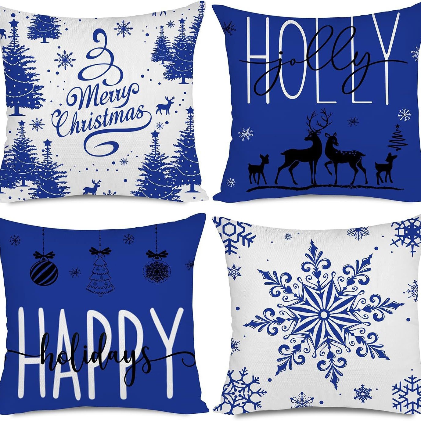 Transfronterizo Amazon temu Hot Sale Navidad invierno copo de nieve impresión lino almohada funda almohada sofá cojín
