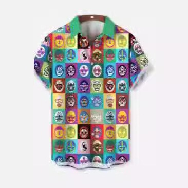 European and American Long-Sleeve Cross-Border Hawaiian 3D Digital Print Lapel Short-Sleeve Shirt with Warrior Elements, Popular Style, Supports Customization