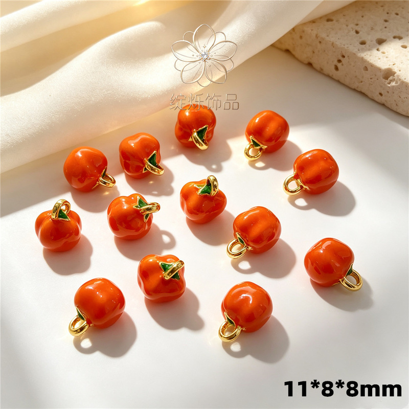 Imitation gold persimmon fruit DIY jewelry accessories, imitation gold necklace and bracelet pendants, handmade hanging pendants Imitation gold persimmon fruit DIY jewelry accessories, imitation gold necklace and bracelet pendants, handmade hanging pendants