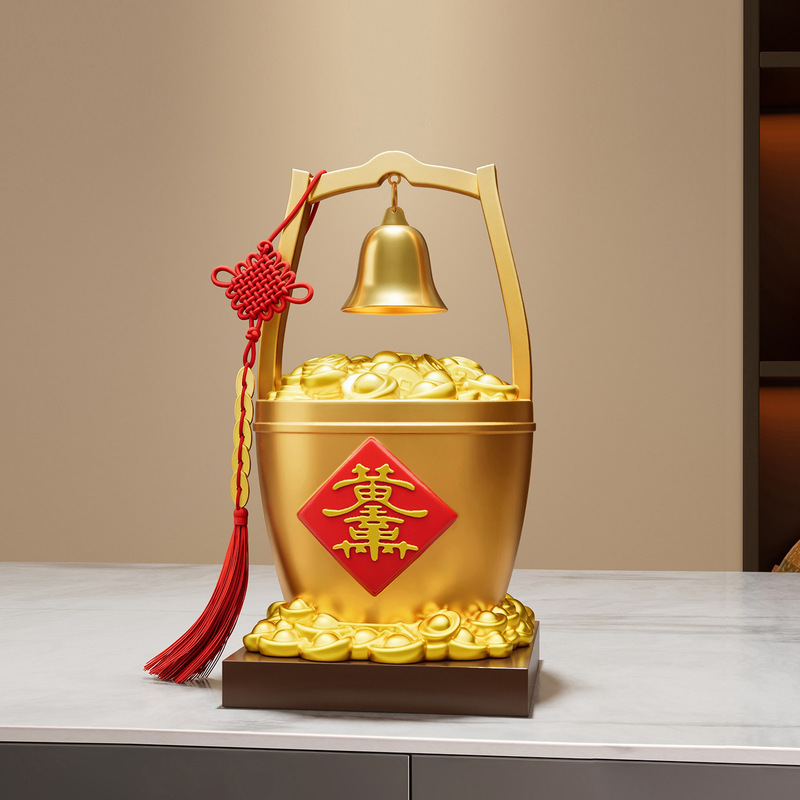 新中式创意一桶金工艺品摆件客厅玄关酒柜装饰品招财进宝乔迁礼物|undefined