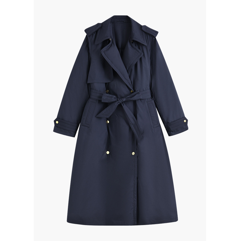 【Pt Order】Elegant Mid-Length down Jacket for Women, 2025 Autumn and Winter New Product, 90% White Duck Down, Double-Breasted Coat