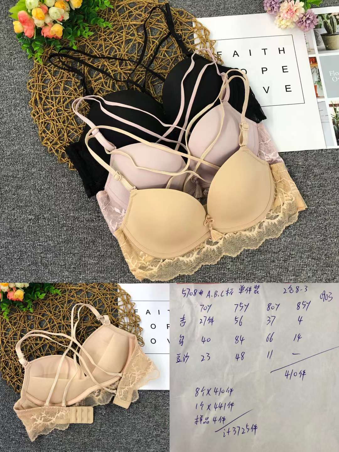 Filipino brillante sujetador ropa interior sin costuras medio grueso de alta calidad se reunieron multi-color multi-tamaño sujetador inalámbrico al por mayor