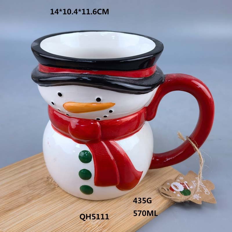 Taza navideña de cerámica, taza de leche con diseño de muñeco de nieve navideño, taza de agua, taza de oficina, taza con relieve 3D, regalo de Navidad