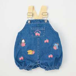 26夏季 草莓刺绣女宝牛仔背带裤连体衣