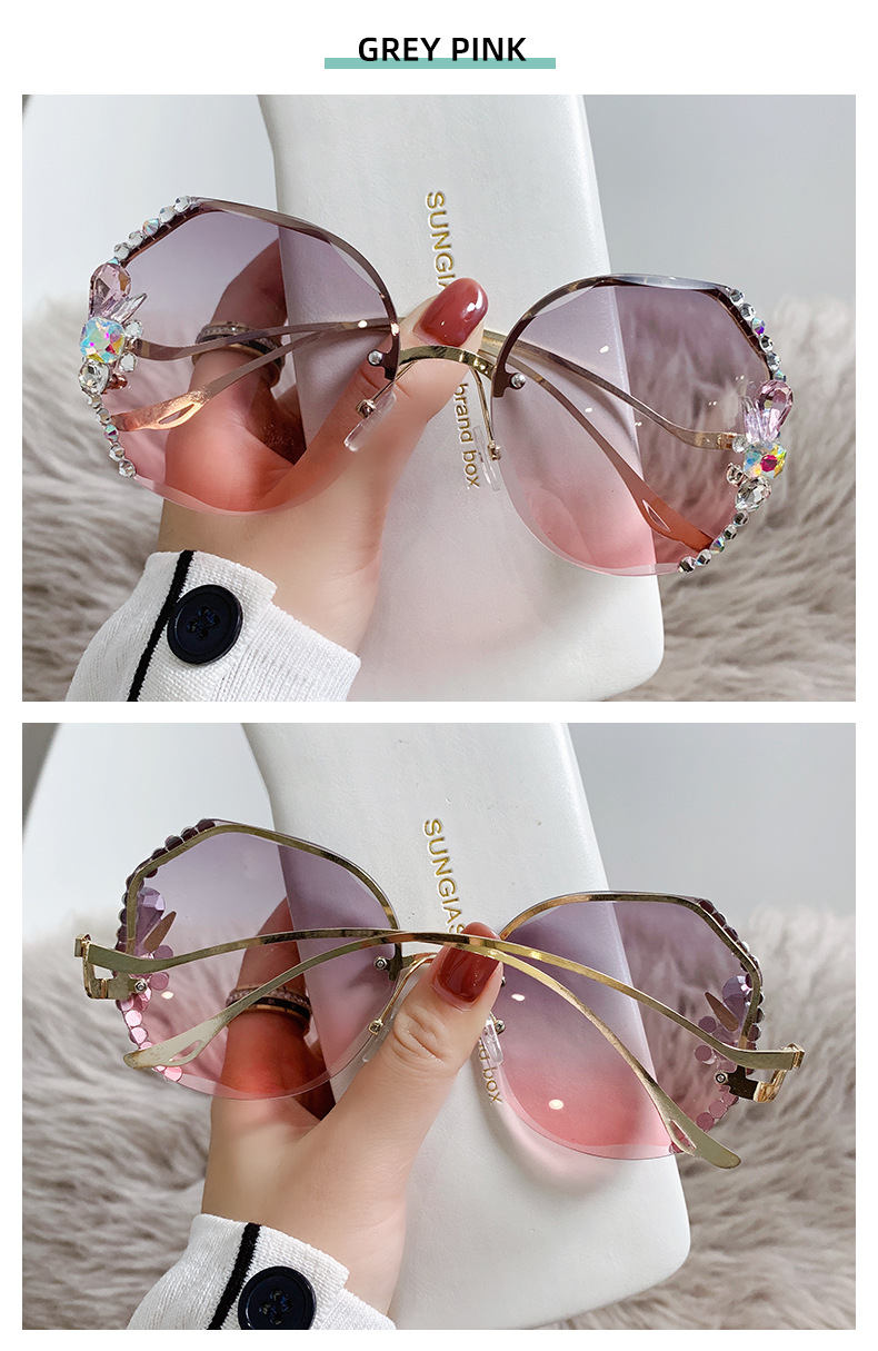 Elegant Geometric Ac Oval Frame Diamond Half Frame Women's Sunglasses display picture 12