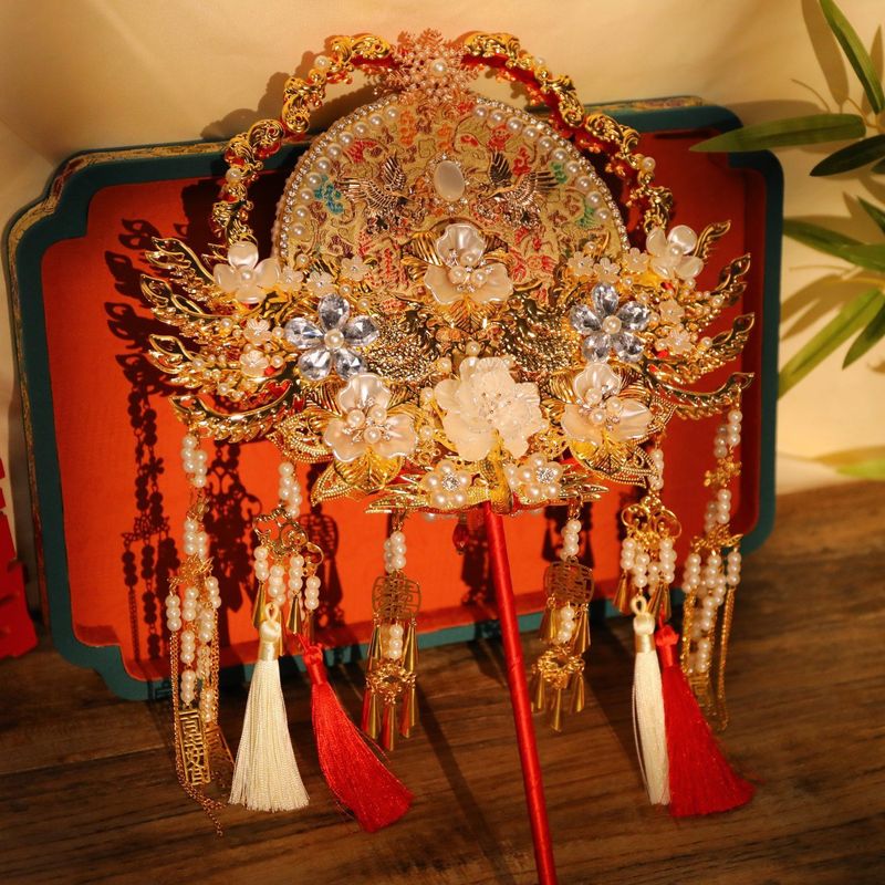 団扇両面古典的な2色の花嫁への結婚祝い手作りDIY素材パッケージ重工業ウェディングファン完成品|undefined