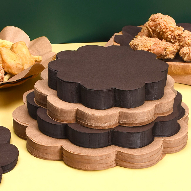 Brown Oil-preuve papier de dentelle papier frit huile absorbant l'huile frites frites hamburger poulet frit papier plaque de cuisson papier huile