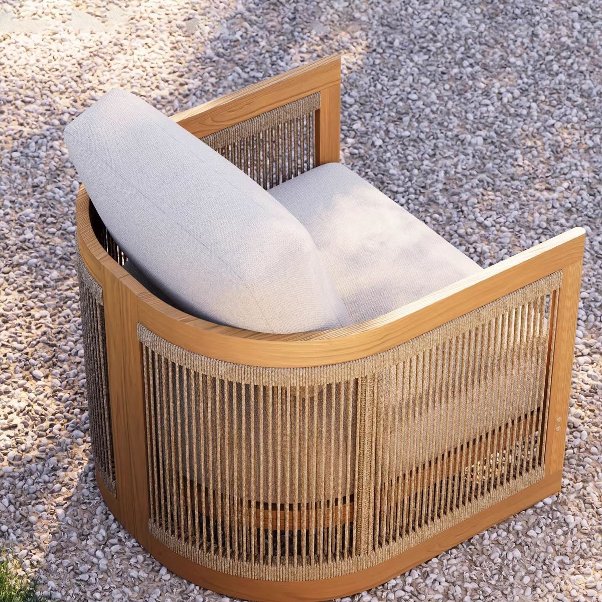 Sofá de teca al aire libre patio villa jardín hotel residencial al aire libre ocio caña combinación de muebles impermeables y protectores solares