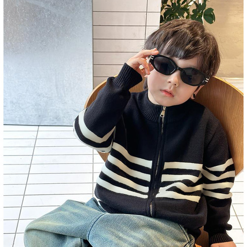 Men's Cardigan Sweater Autumn New Children's Fashion Stylish Zip Knit Sweater for Young Boys - Cool Outerwear