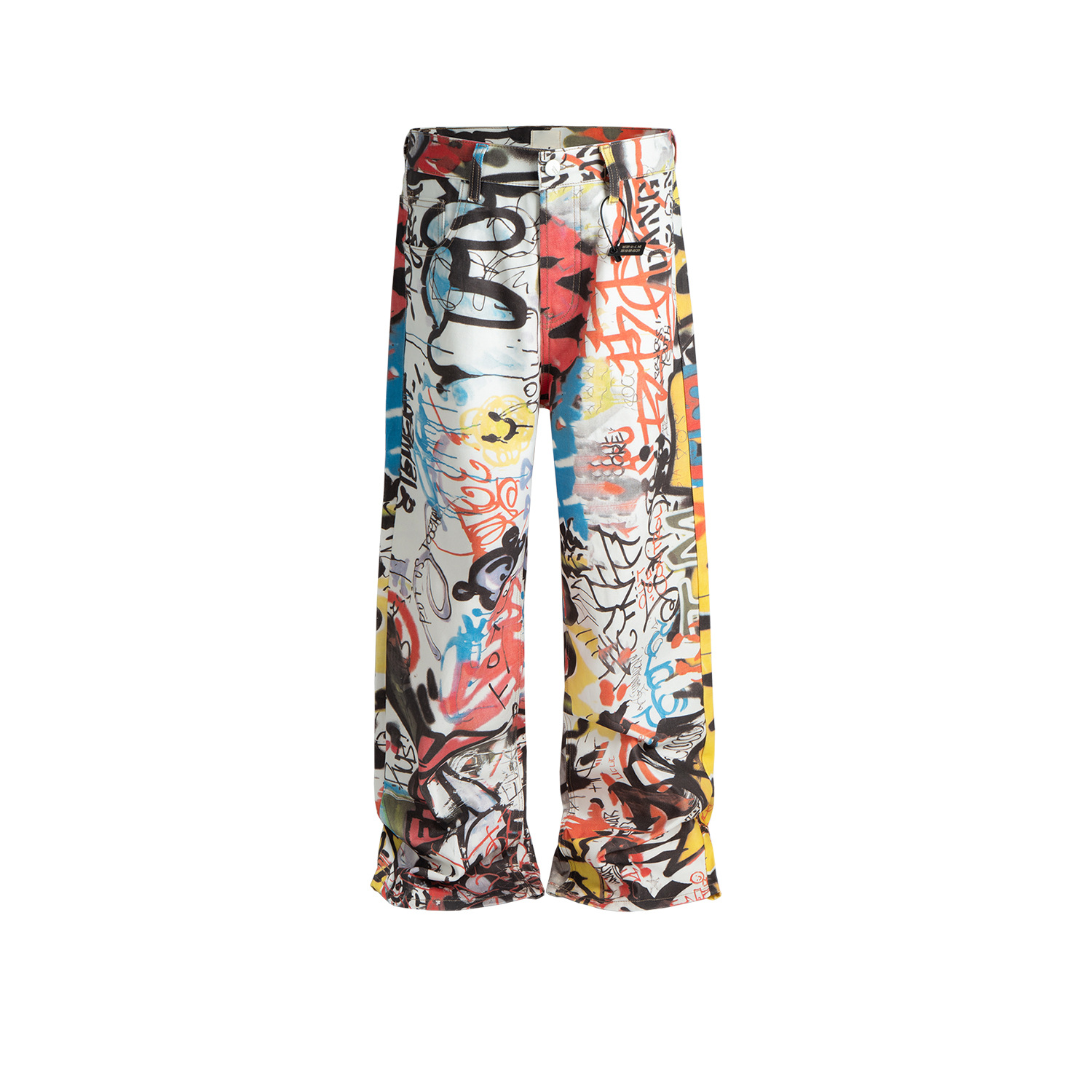 Pantaloni larghi da uomo con stampa graffiti, unisex, larghi, tubolari, multi-taglie, floreali, tendenza_voghion.com
