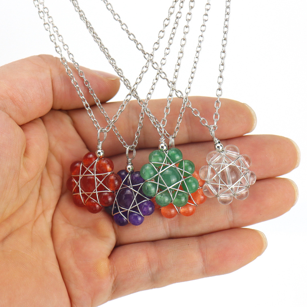 Simple Style Flower Crystal Handmade Pendant Necklace 1 Piece