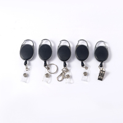 现货金属易拉扣锌合金钥匙扣证件防丢扣胸卡夹塑料易拉得伸缩扣|ru