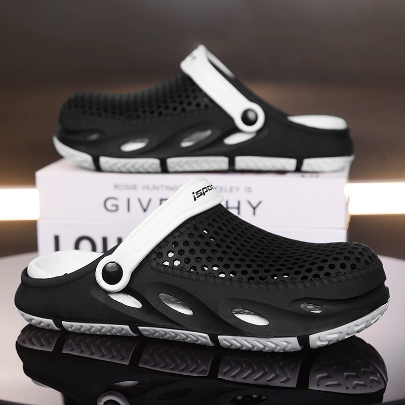 2025 new spring squid-skinned soft-sole bag-toe slippers wear classic simple casual beach shoes outside