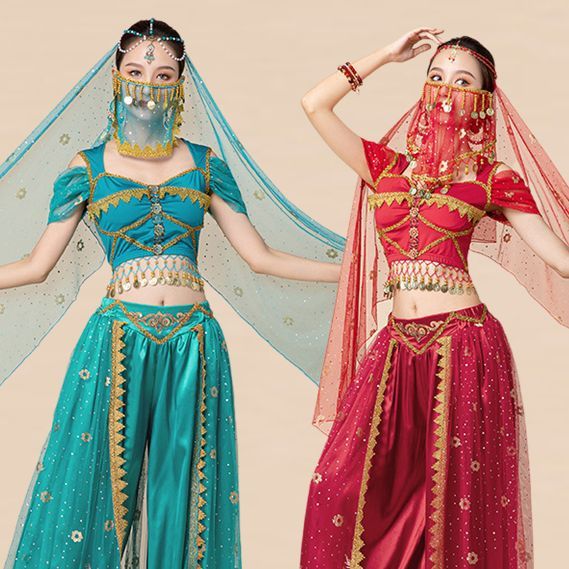 Belly Dance Jasmine Princess Indian Dance Performance Costume Trousers Exotic Adult Stage Short-Sleeved Top Performance Outfit