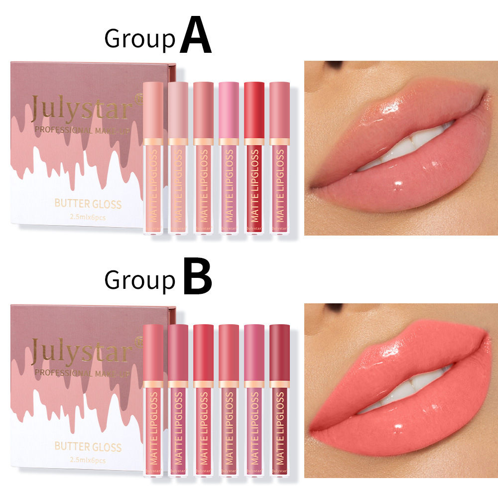 European and American makeup long-lasting moisturizing non-fading lip gloss set box, water light mirror Dudu Lip gloss set, Amazon wholesale undefined