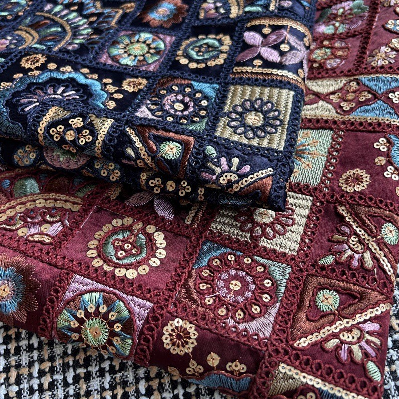 Full Acetate Autumn and Winter Heavy Sequin Embroidered Fabric New Chinese Style Vest Suit Brand Clothing Design Fabric Full Acetate Autumn and Winter Heavy Sequin Embroidered Fabric New Chinese Style Vest Suit Brand Clothing Design Fabric