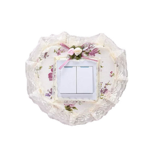 Fresh pastoral water-like lace fabric switch cover switch sticker three-way switch sticker wall sticker dust cover wholesale