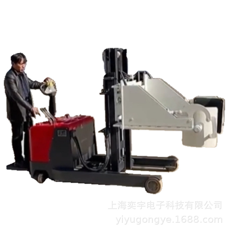 站驾前移式油桶夹抱翻转倒料机轻型电动夹抱搬运车金属桶铁桶叉车
