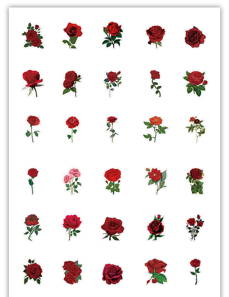 30g Weight Stickers Stationery Type 1 Set Quantity School, Graduation Occasion Adhesive Sticker Material Rose Pattern Cute, Pastoral Style 1 Set Rose School Graduation Adhesive Sticker Cute Pastoral Stickers 无