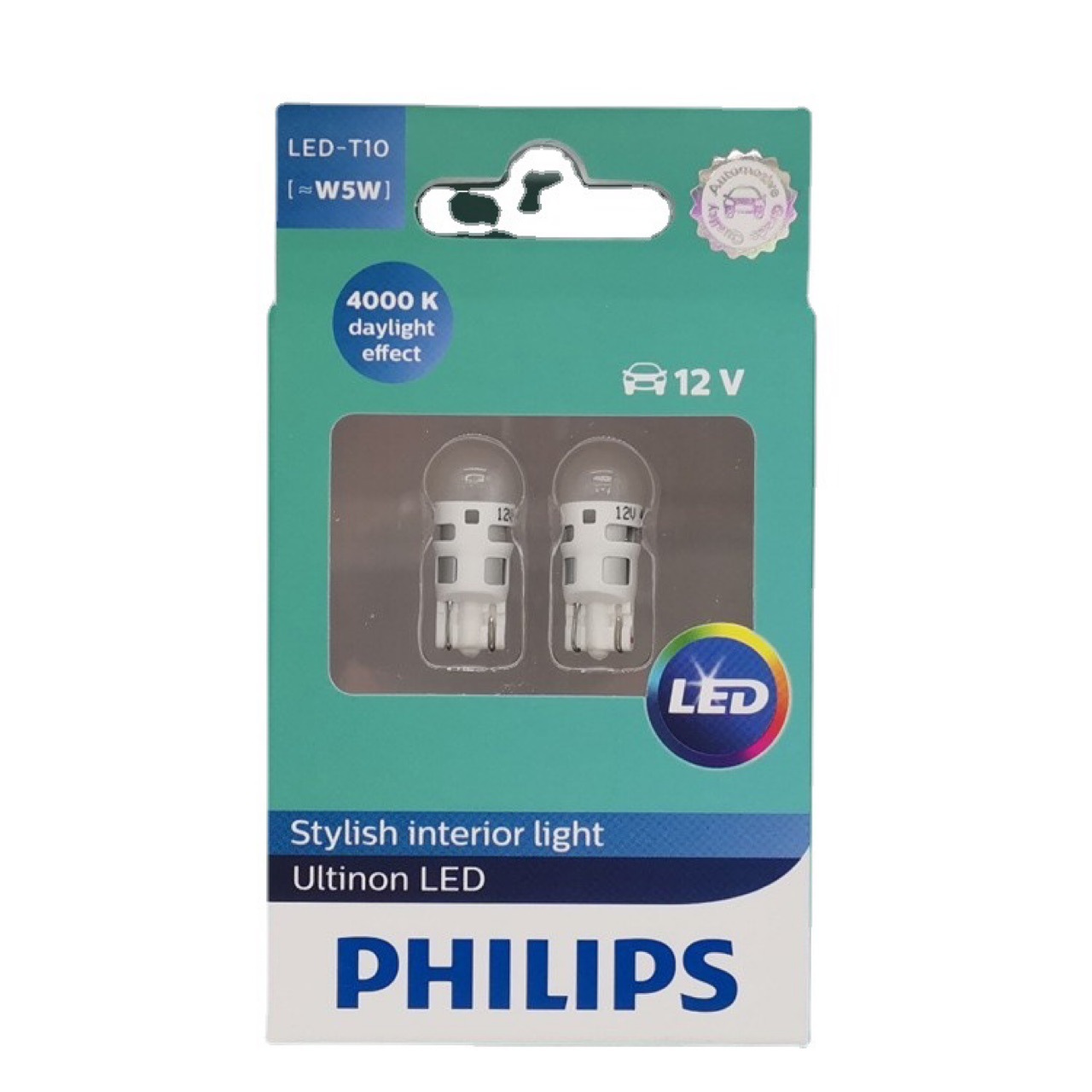Philips Led T10 W5W 4000K 11961Ulw 6000K Car Width Reading Light White Light Small Plug Bulb