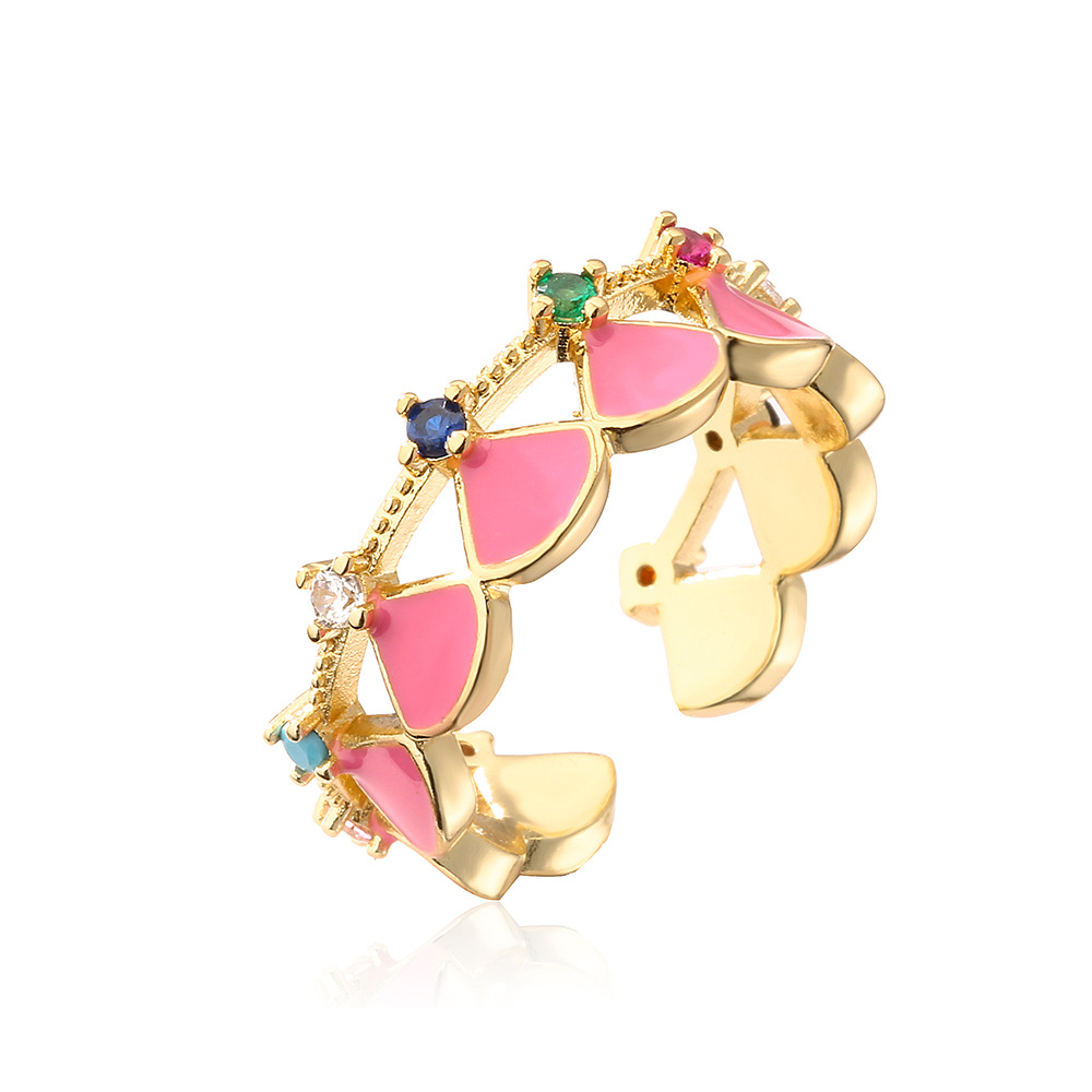 Fashion Geometric Copper Inlay Zircon Open Ring 1 Piece