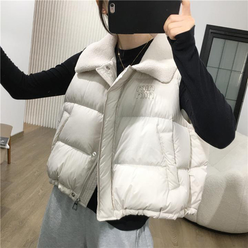 外贸羽绒棉马甲女2025年秋冬新款韩版宽松棉坎肩纯色马夹背心外套|undefined